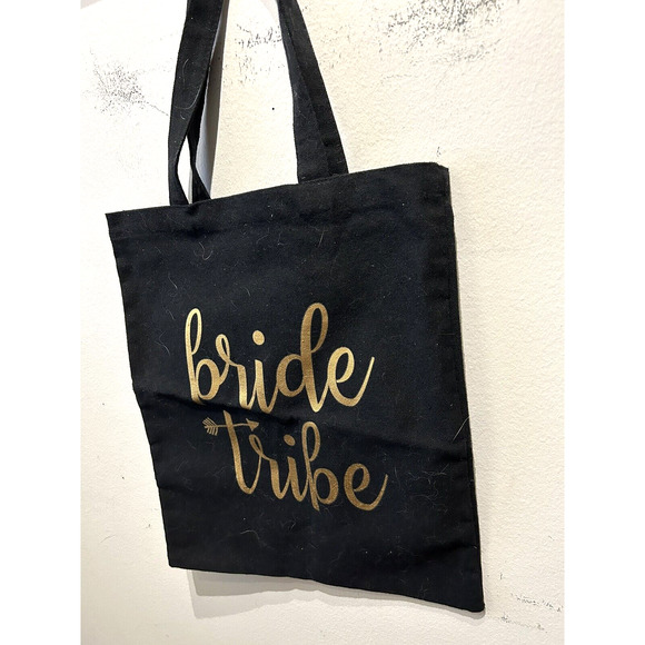 Women’s Black And Gold Bride Tribe Canvas Tote Medium Bag Tote - Picture 3 of 6